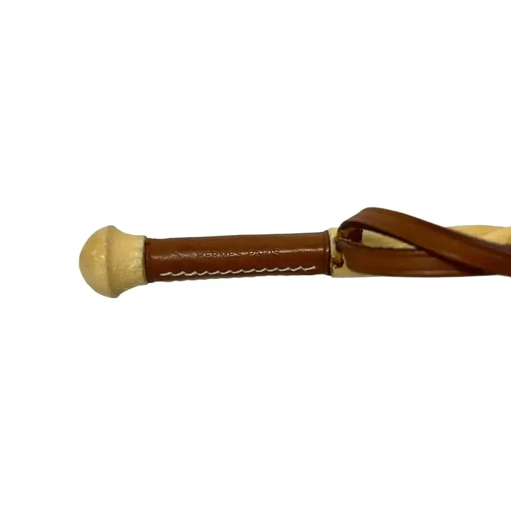 Hermès Paddock Clavache Bag Charm Dark Brown Cream Leather Wood